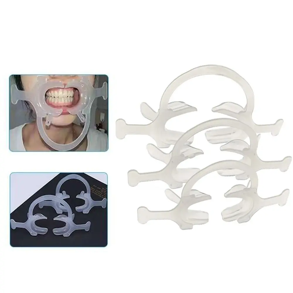 S/M/L C Type Mouth Opener Dental Expand Oral Care Transparent Cheek Lip Retractor with Handle Orthodontic Dentist Dental Tool