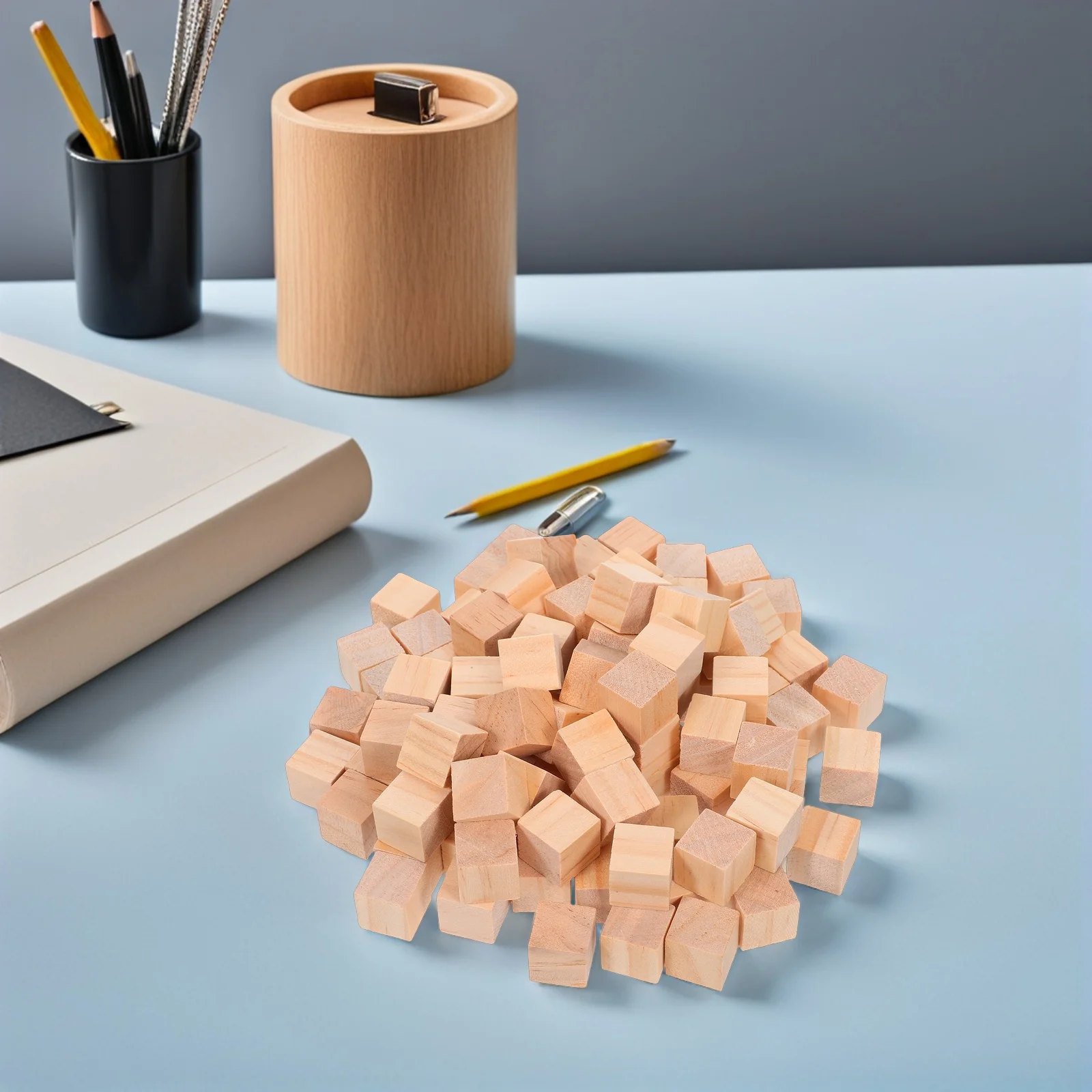 

100Pcs Wood Square Blocks Craft Cubes DIY Accessories Precise Cutting Lightweight Educational Building Materials for Creative