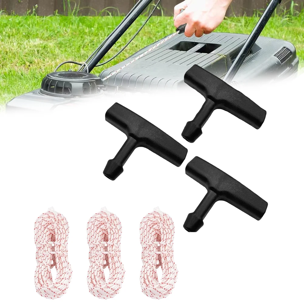 3pcs Pull Cord Kit For BRAIDED Polyester Garden Power Tools Replacement Pre-assembled Pull Cord Kits With Ergonomic Handles
