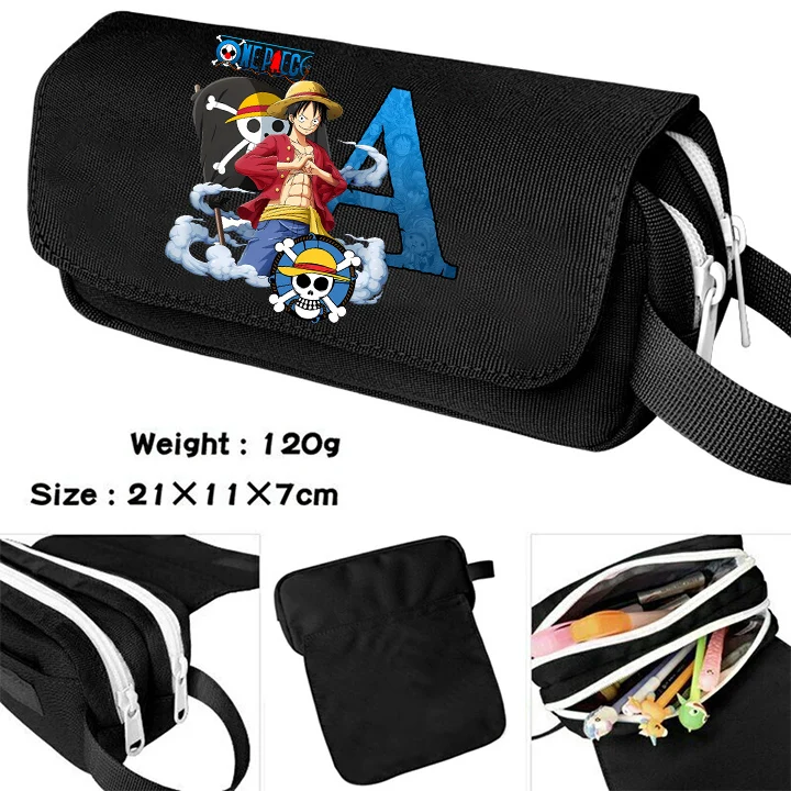 

One Piece Flip Top Pencil Case Anime Letters Print Pencil Bag Large Capacity Pen Pouch Student Cartoon Stationery Organiser Gift