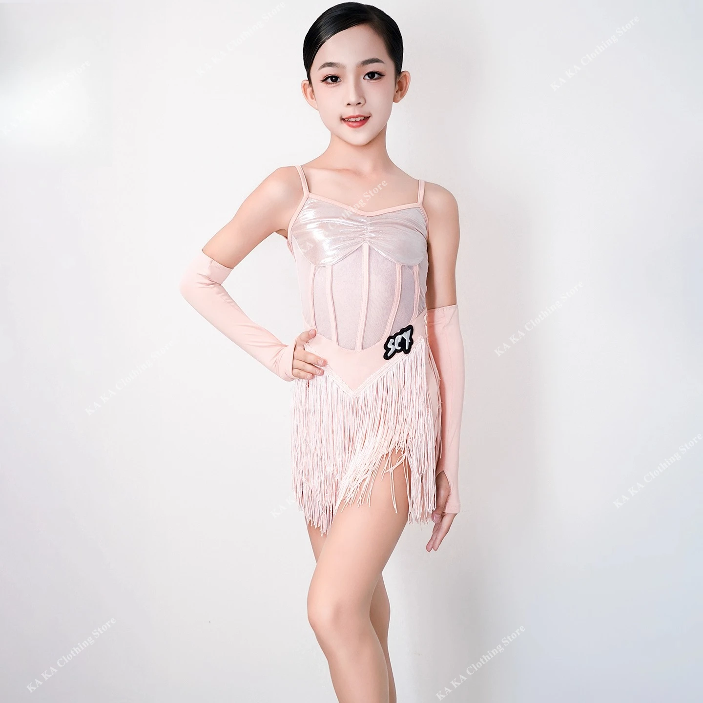 Abito con frange Costume da ballo Ragazze Nappa Tango Rumba Salsa Abito da ballo latino Ragazze Concorso Abito da ballo Standard Bambino