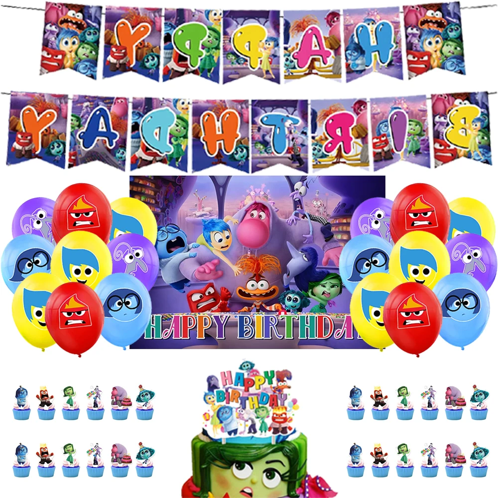 

Disney Inside Birthday Party Decoration Inside Out Theme Paper Cup Plate Tablecloth Balloons Decoration Baby Shower Supplies