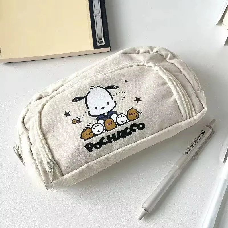 Sanrio Anime Kawaii Pen Bag Gifts Cute Cartoon Student Pencil Box Stationery Case Large Capacity Cosmetics Storage Bag