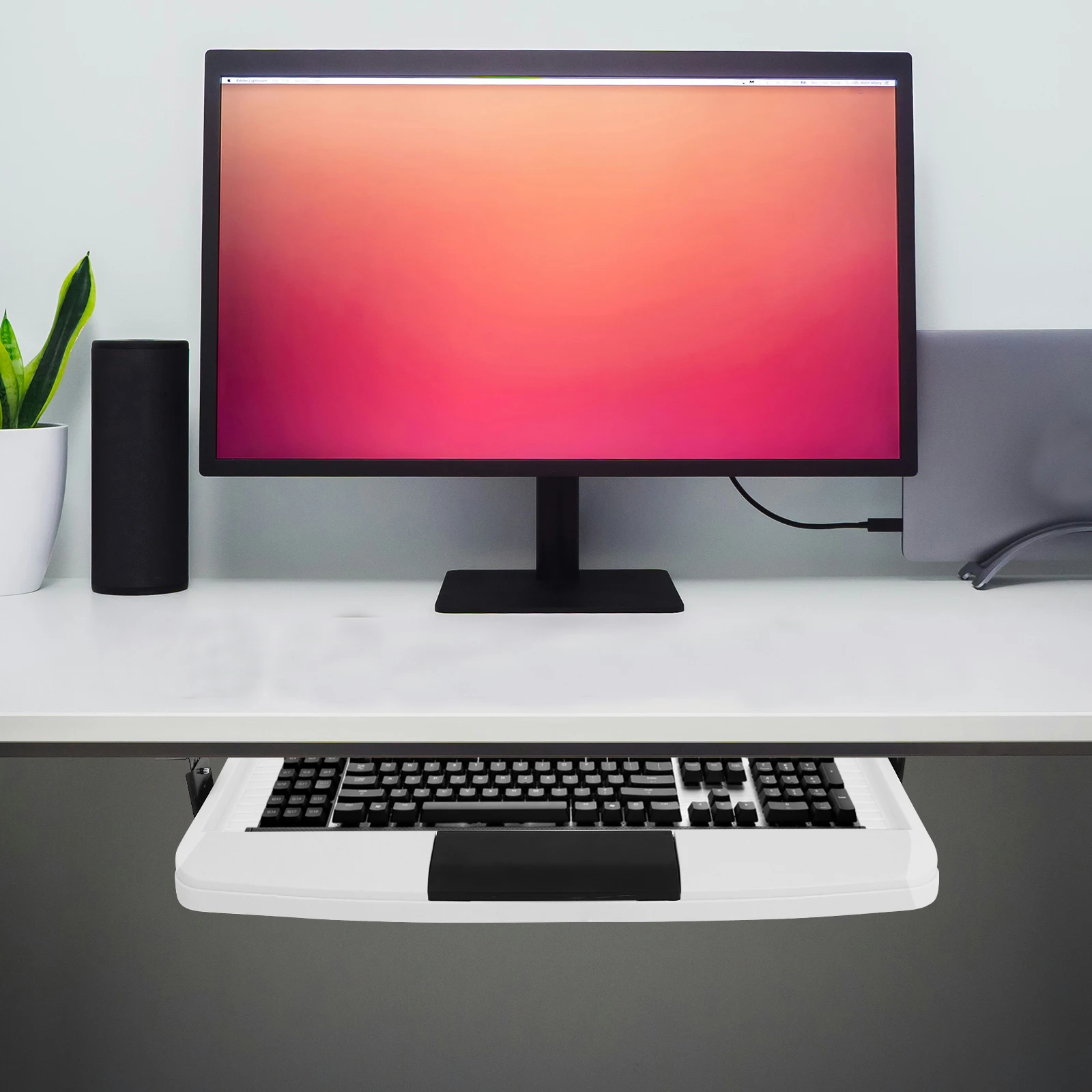 

1 Set Under Desk Keyboard Tray Hidden Drawer Storage Plate Office Holder Light Abs Stainless Steel Space-Saving Desktop