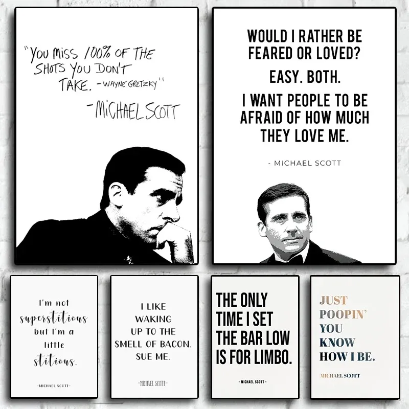 Minimalist The Office Michael Scott Motivational Quotes Classic Tv Show Poster Canvas Painting Wall Pictures Home Decor Gift