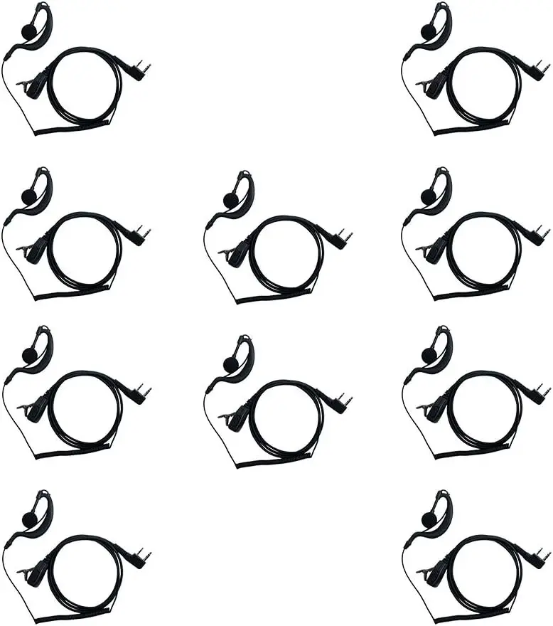 

Гарнитура для рации Kenwood, 2-контактная G-образная гарнитура с микрофоном PTT, совместимая с Baofeng UV-5R BF-888S UV-82, 10 штук в упаковке