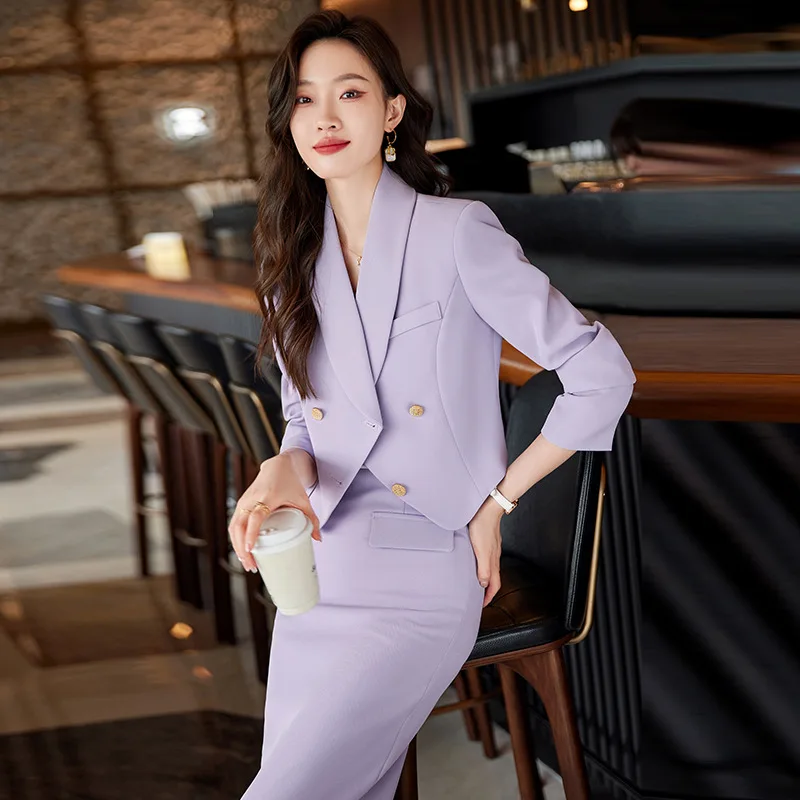 Purple Suit Jacket Women's Spring and Autumn High-Grade Temperament Goddess Style Short Suit Fashionable High-End Professional S