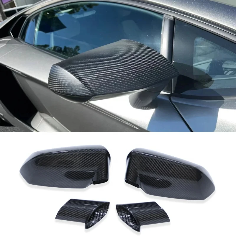 

Bright Black Carbon Fiber Side Mirror Cover Rearview Mirror Housing For Car Models