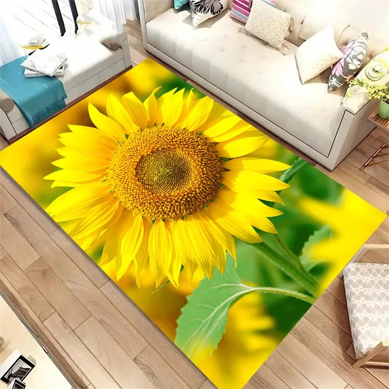 

3D Sunflower Printed carpet rugs living room bedroom home decoration carpets children's room baby mat bathroom kitchen floor mat