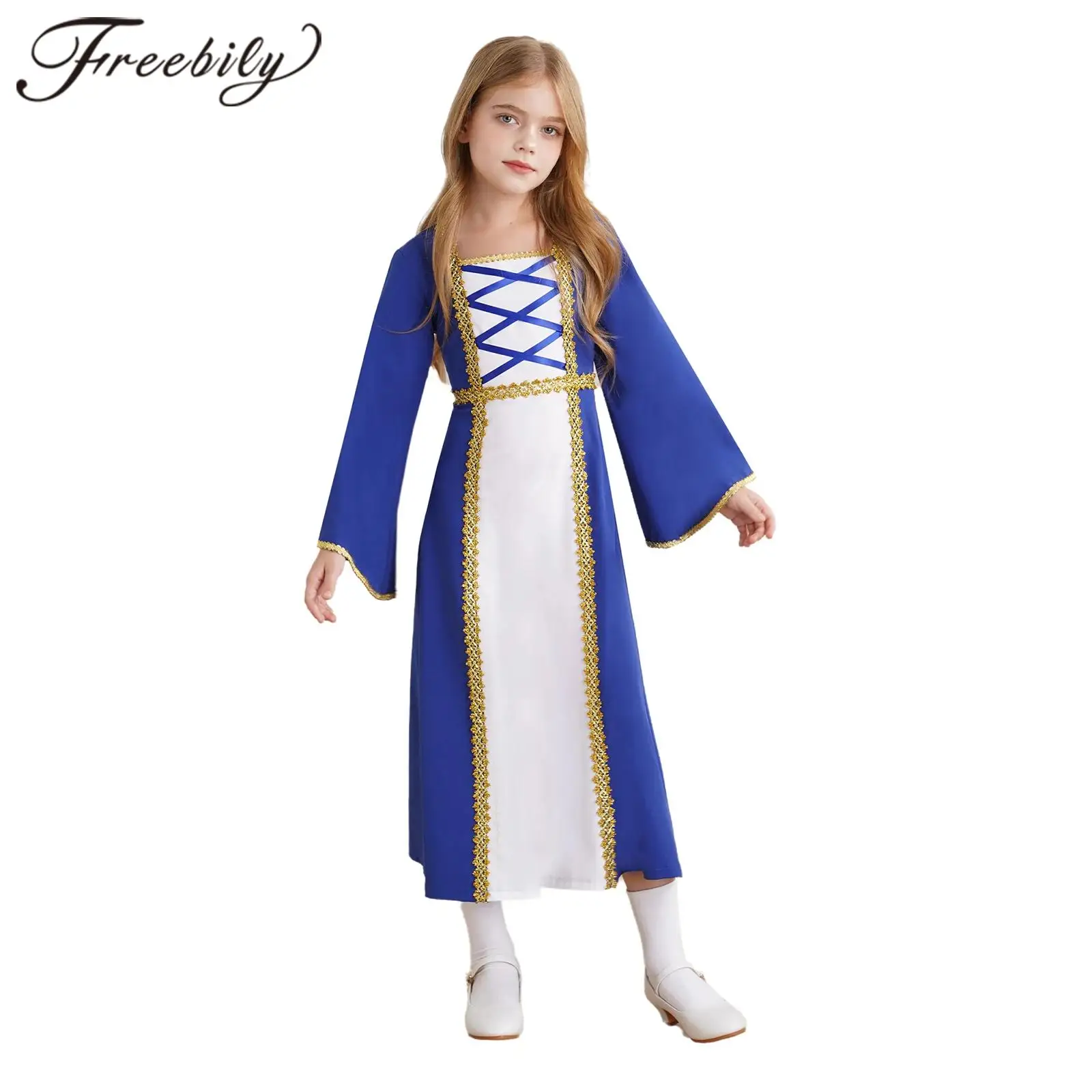 Fantasia renascentista medieval feminina, Vestido de princesa infantil, Vestido de robe infantil, Vestido de festa de Halloween, Vintage, Irlandês