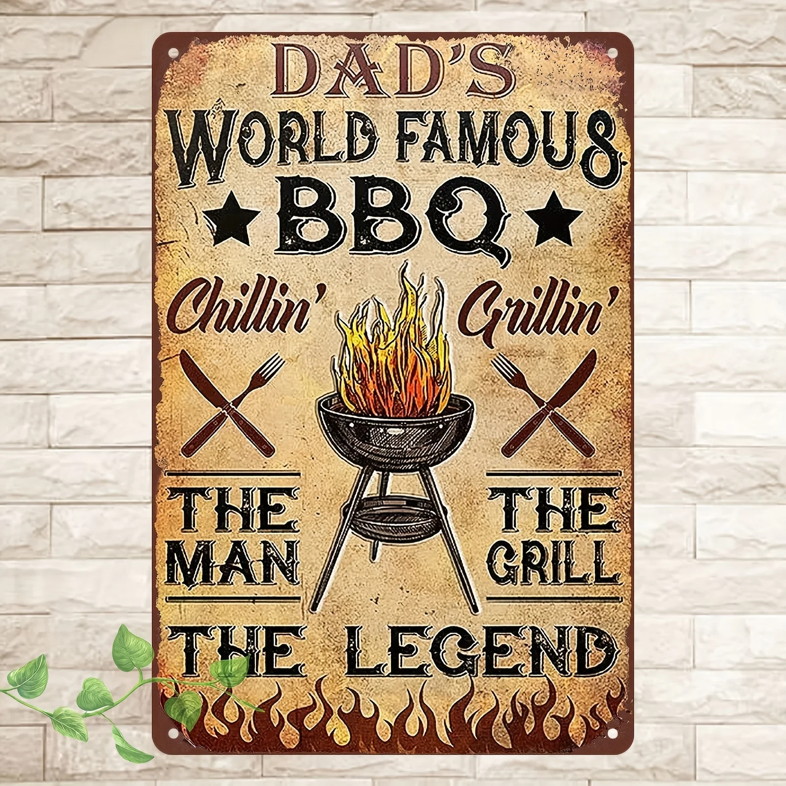 2D Flat, 1pc Vintage BBQ Grill Master Aluminum Sign - Rustic 