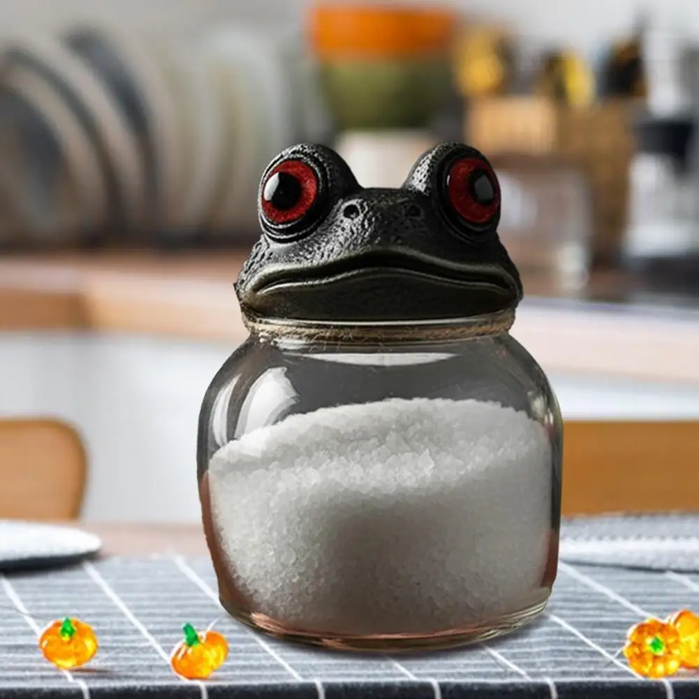 Bath Salt Storage Jars Witchy Potion Bottles Witchy Potion Spice Jars with Handmade Frog Lids Apothecary Bottles for Herbs Teas