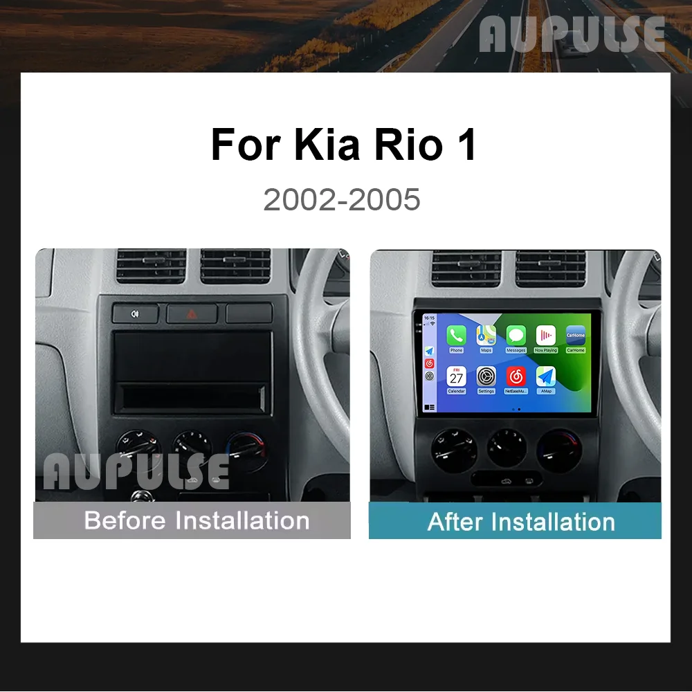 Radio para Auto Android 16 2K QLED para Kia Rio 1 2002 2003 2004 2005, CarPlay Inalámbrico, Sistemas Inteligentes para Auto, Sin 2 din 2din DVD 4G BT 2