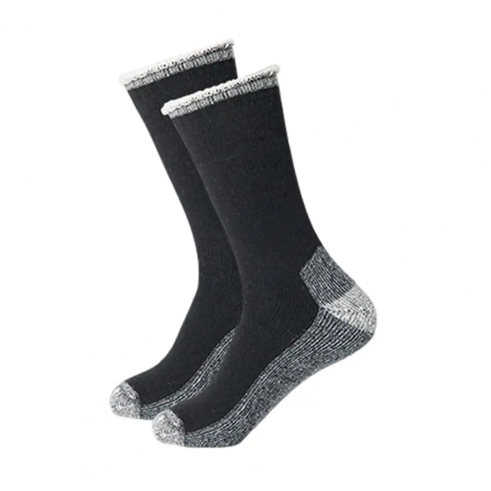 Simple Color Pattern Socks Men Wool Socks Warm Moisture-wicking Wool Winter Socks for Hiking Sports Unisex Mid-tube Anti-slip