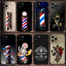 Barber Shop Hair Stylist tools Phone Case For Apple iPhone 15,14,13,12,11,Pro,X,XS,Max,XR,Plus,Mini Soft Black Cover