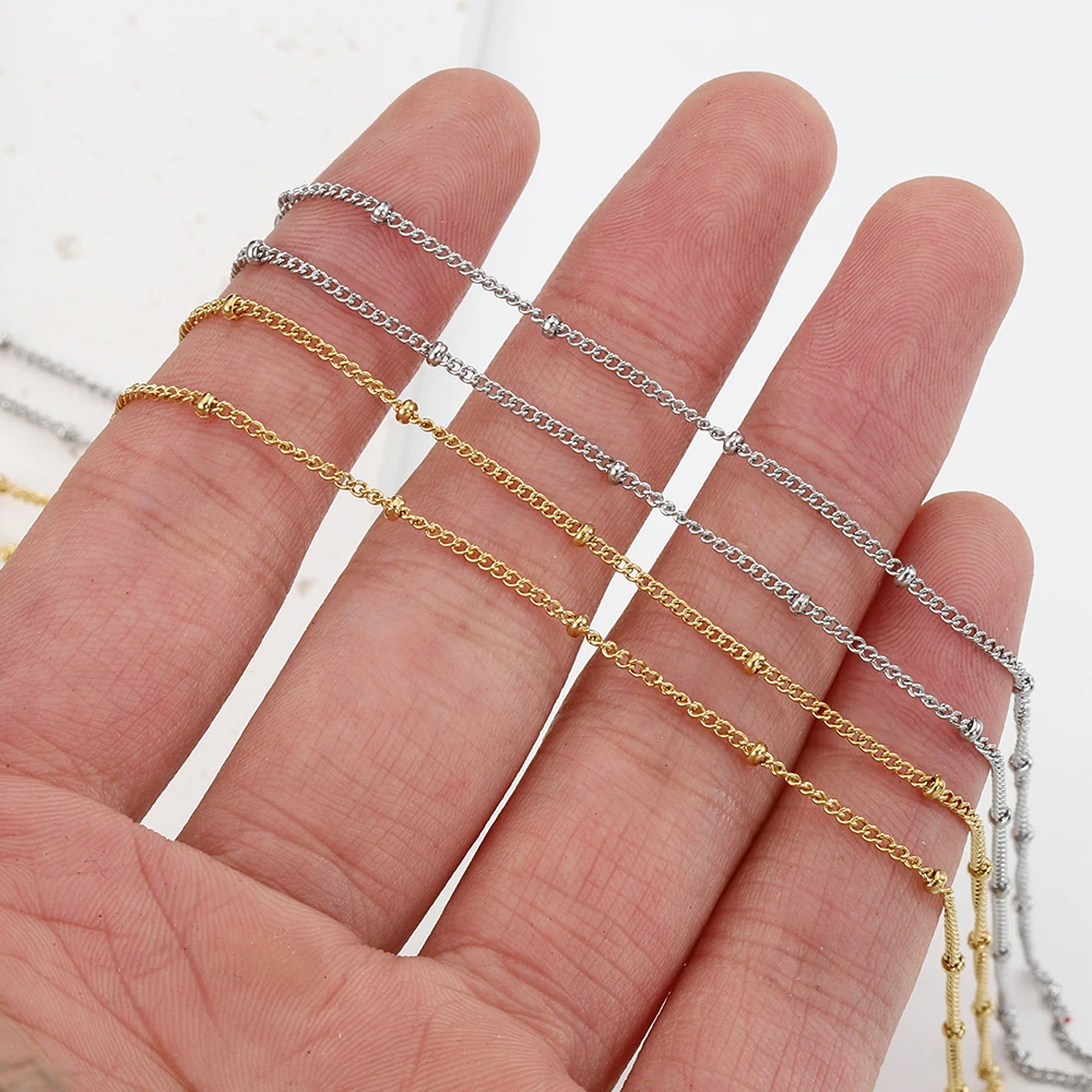 5 Stück 45cm+5cm Kette mit Karabinerverschlüssen, Edelstahl-Perlenkette, Halsketten-Basisketten für DIY-Schmuckherstellung, kein Verblassen – Detail 26