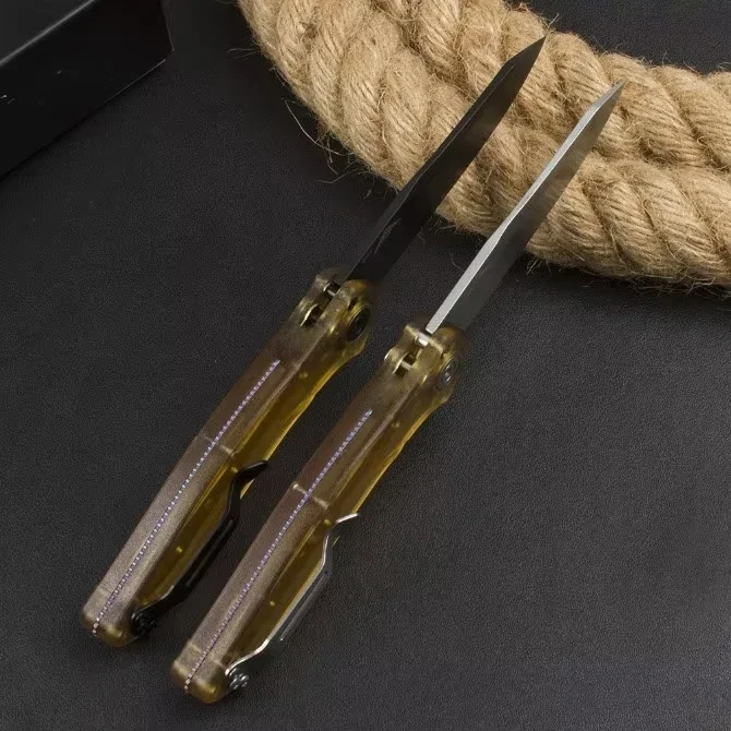 Butterfly BM9400 Pocket Knife D2 Blade Single Action Transparent PEI Handle Tactical Hunting Camping EDC Survival Tool Knives