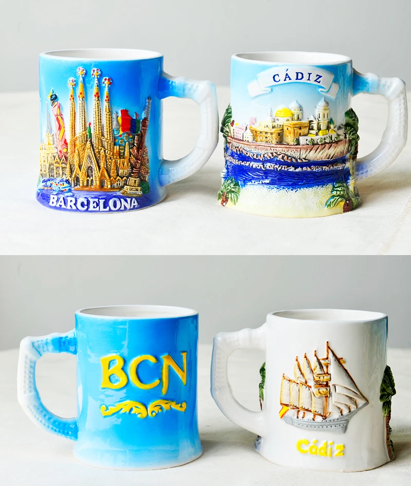 European tourism three-dimensional architecture, Italian Roman ceramics, French mug coffee
