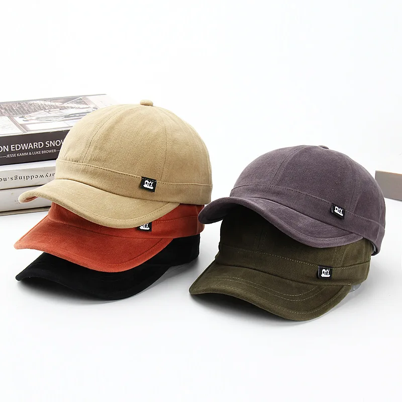 

Men's Short Brim Baseball Cap Spring Autumn Casual Plain Cotton Warm Snapback Caps for Women Soft Top Bone Gorras Dad Hat