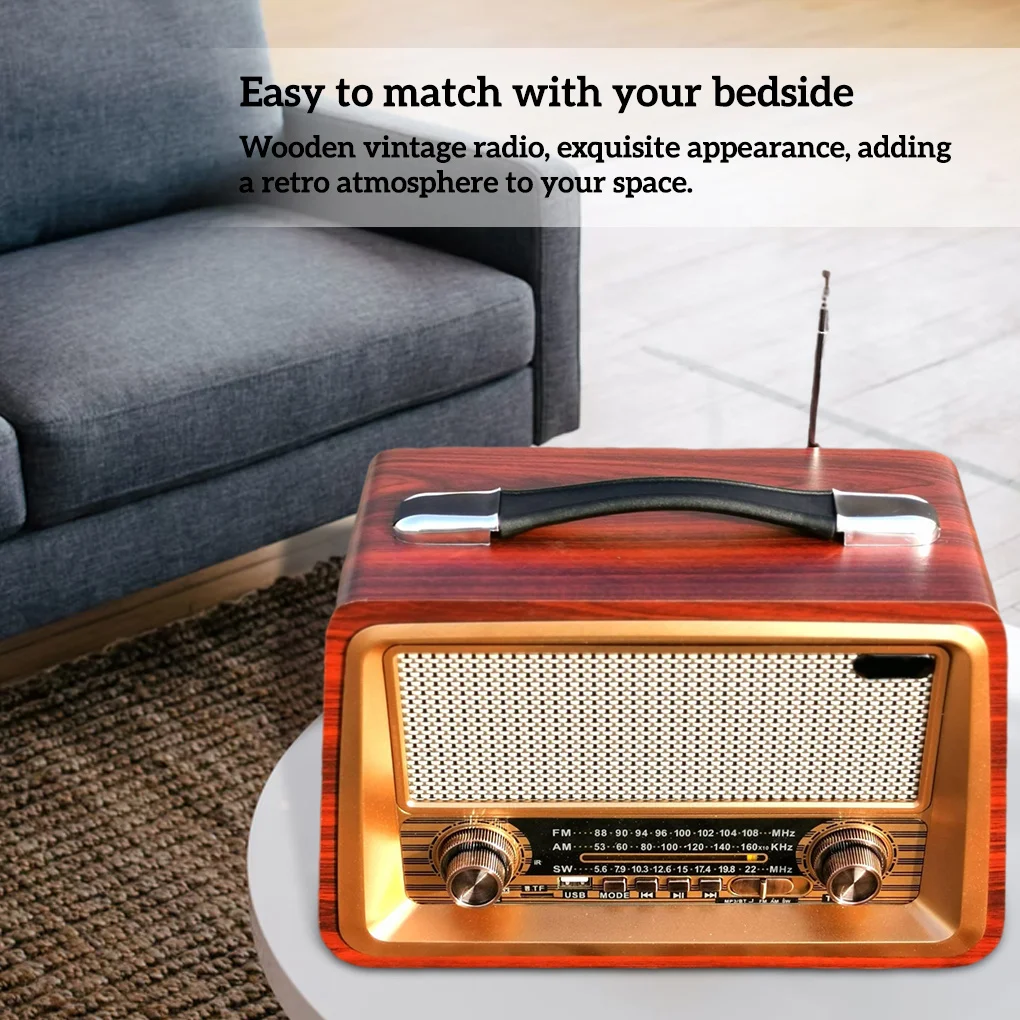 Retro Portable Radio Wireless Bluetooth-compatiable HIFI Speaker Stereo AM/FM Radio Receiver Player USB TF AUX MP3 Classic Style