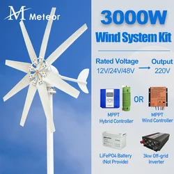 3000W High Efficiency Wind Turbine Off Grid System 12V 24V 48V Output Voltage 220V 230V 240V Home Appliance Power Supply System