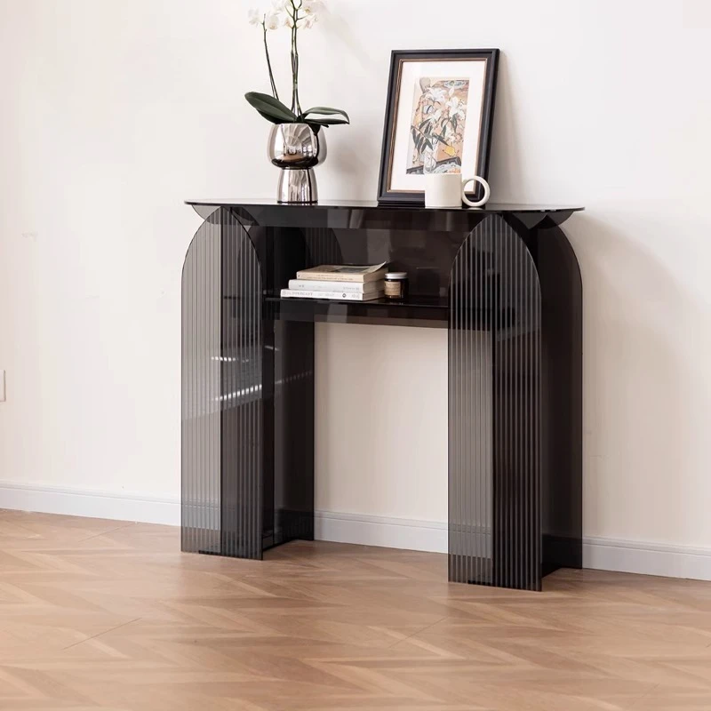 

Gray square porch cabinet light luxury porch shelf