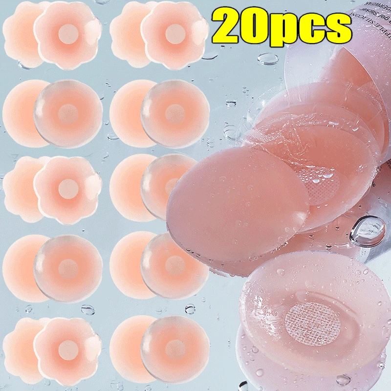 Reusable Women Breast Petals Lift Nipple Cover Invisible Petal Adhesive Strapless Backless Stick on Bra Silicone Breast Stickers