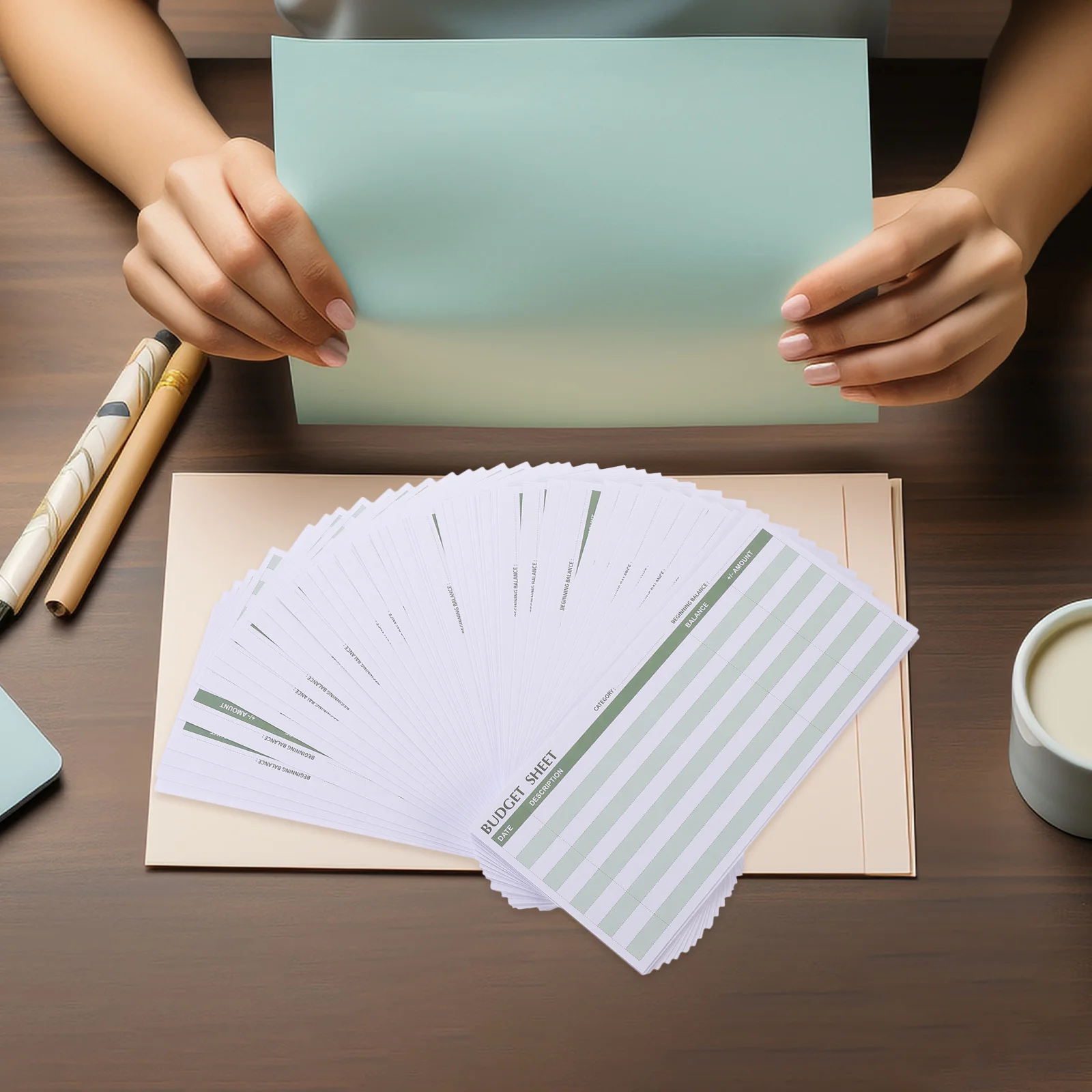 50 ورقة من بطاقات الميزانية المدفوعة للنقود، أوراق تسجيل الميزانية، إدراج مخطط محمول للتحكم المالي #1