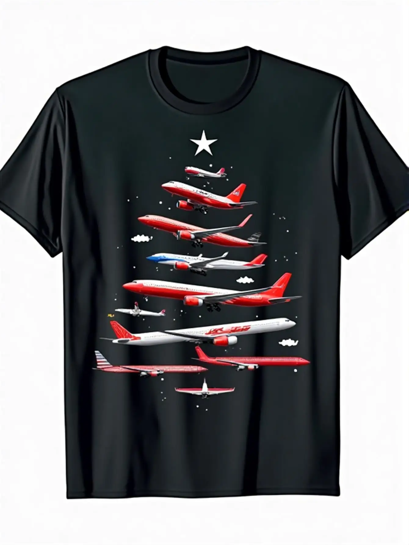 

Funny Airplane Christmas Tree Pilots & Aviation Fans T-Shirt 100% Cotton O-Neck Short Sleeve Casual Mens T-shirt Streetwear