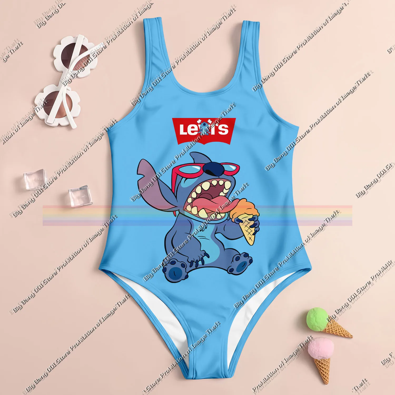 

Летняя детская одежда с 3D принтом Miniso Stitch 2024, купальник для детей, быстросохнущий модный новый вирусный дизайн