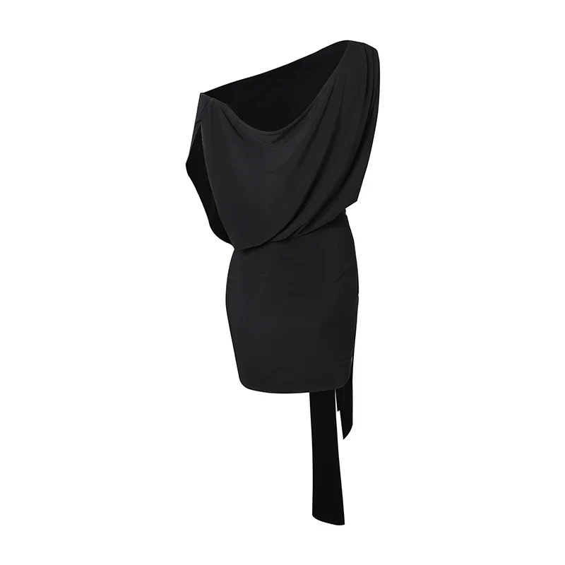 فستان لاتيني بدون أكمام للنساء، فساتين مسابقة الرقص، ملابس ممارسة الكتف المنحدر، فستان رقص لاتيني من الدانتيل #5