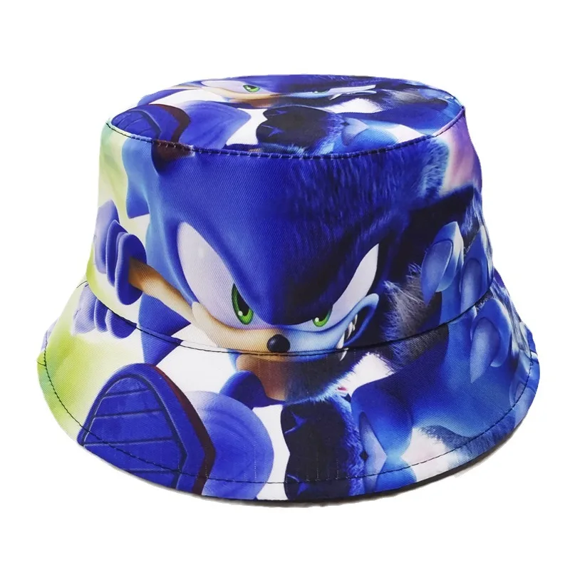 Anime Sonic The Hedgehog Children's Bucket Hat Game Print Sonic Sun Protection Hat for Kids Kawaii Baseball Cap Gift