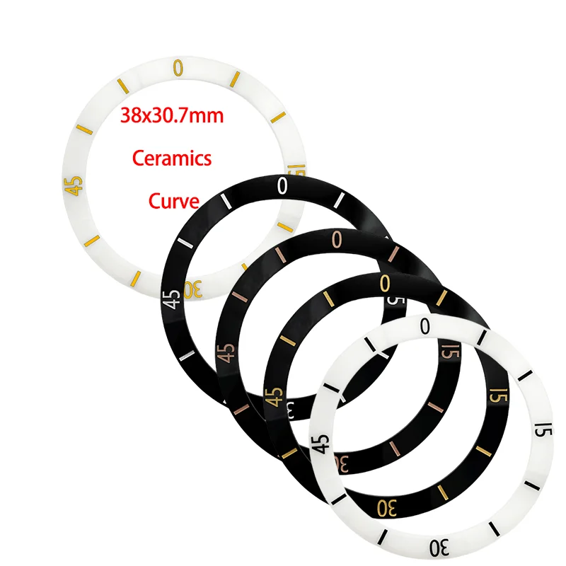 

38mm Ceramic Curve Bezel Insert Fit For Submariner SKX007 40mm Watch Case NH35 NH36 7S Watch Case Watch Bezel Insert Ring