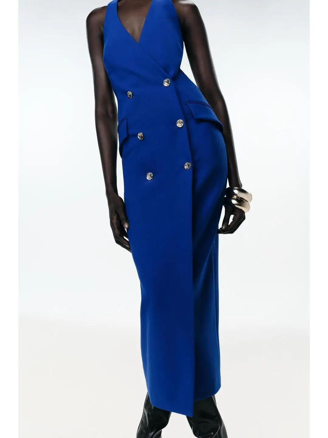 

Sexy Bal Design Cross Ne V-Ne Midi Dr Women's Slim Fit Svel Dr Ciwalk Double Button Closure Dr