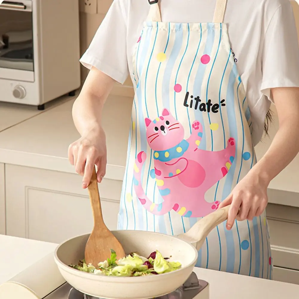 Dopamine Apron Kitchen Cooking Apron Household Waterproof and Oil-proof Apron Cartoon Smock H Double Shoulder Strap Adjustable