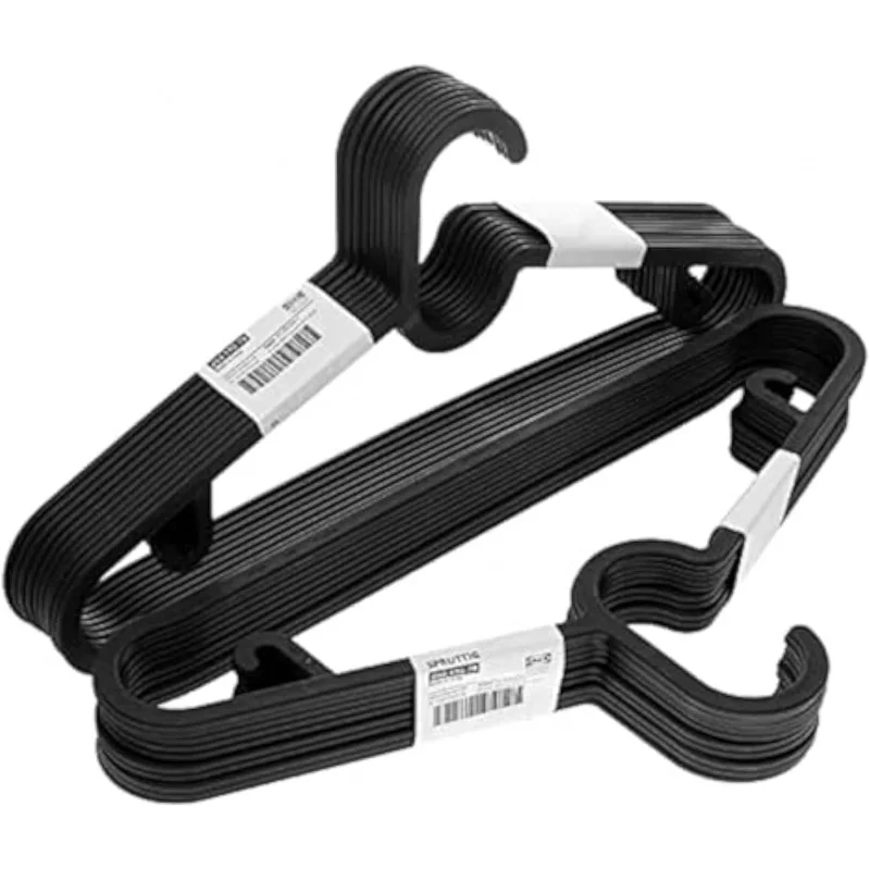 

Ikea SPRUTTIG Lightweight Clothes Hangers, Black, Plastic - Set Of 20, 29Cm