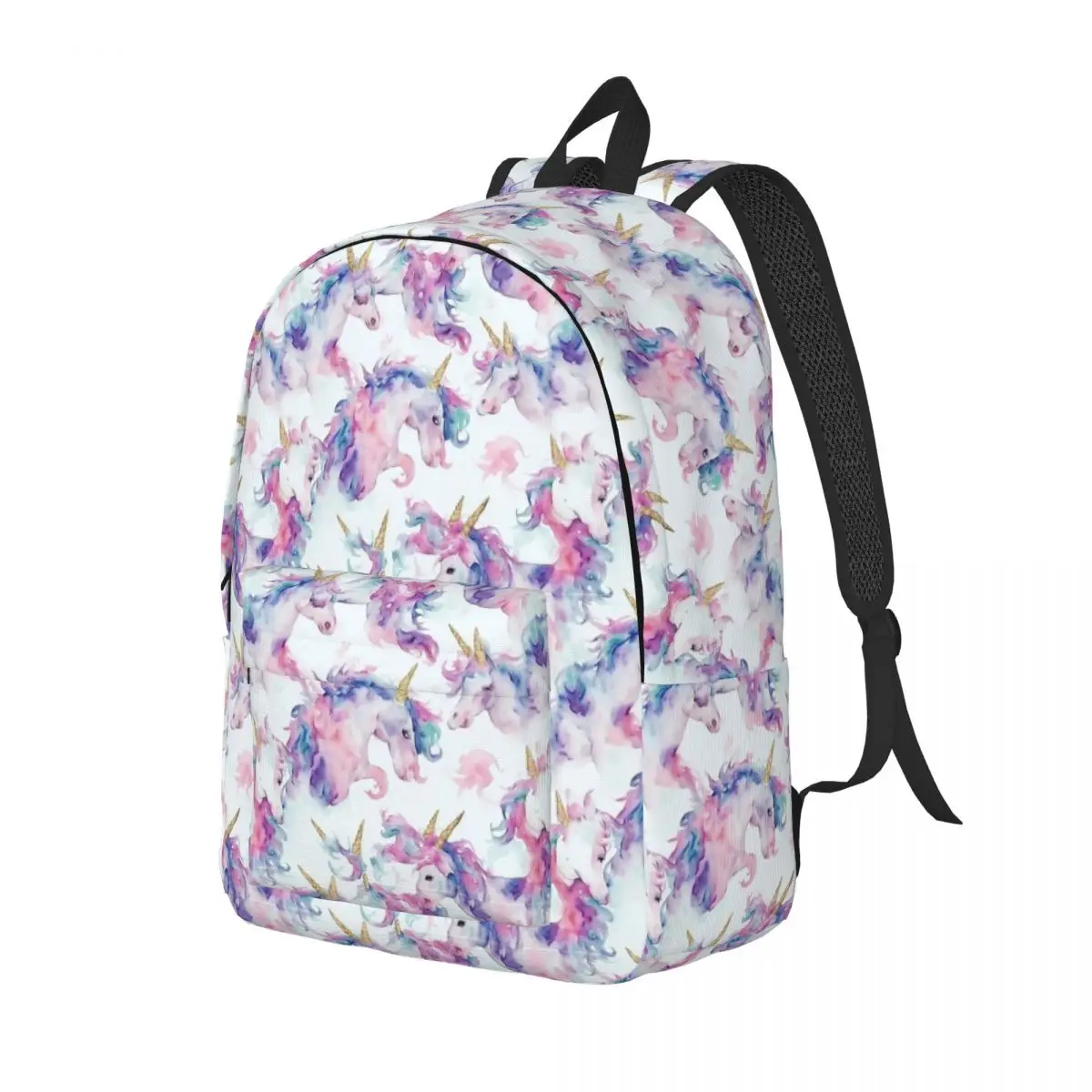 Watercolor Pastel Unicorn Pattern Backpack for Boy Girl Kids Student School Bookbag Cute Daypack Preschool Primary Bag Hiking