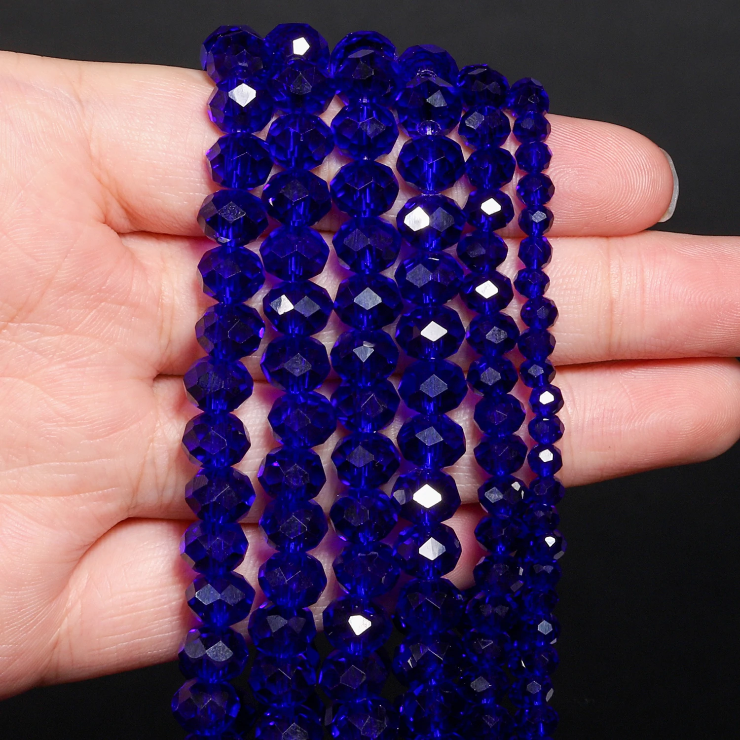 4 6 8 10 12mm Dark Blue Austria Crystal Glass Beads Faceted Rondelle Bead for Jewelry DIY Craft Making Garment