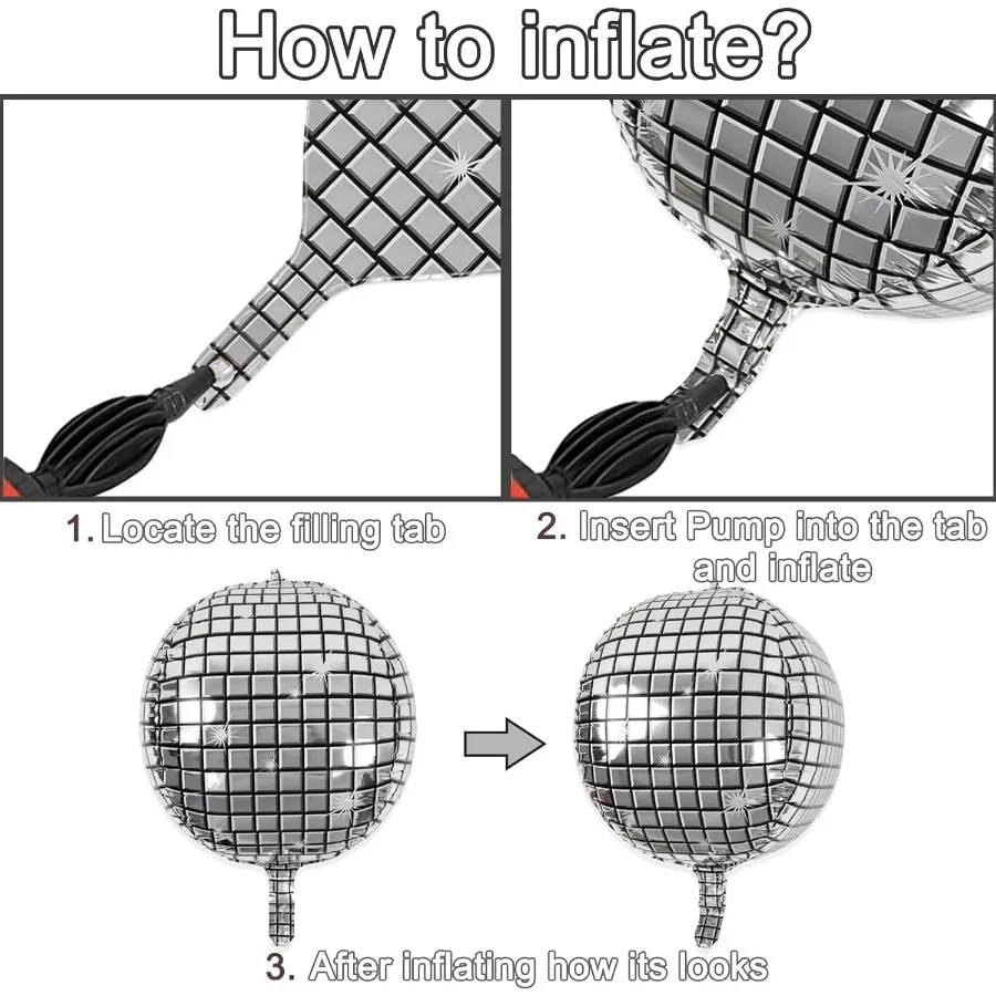 22 بوصة كبيرة 4D لامع الفضة ديسكو بالونات مع نجوم ل 70s ديسكو ديكور حفلات تحت عنوان عيد ميلاد السنة الجديدة عيد الميلاد احتفال