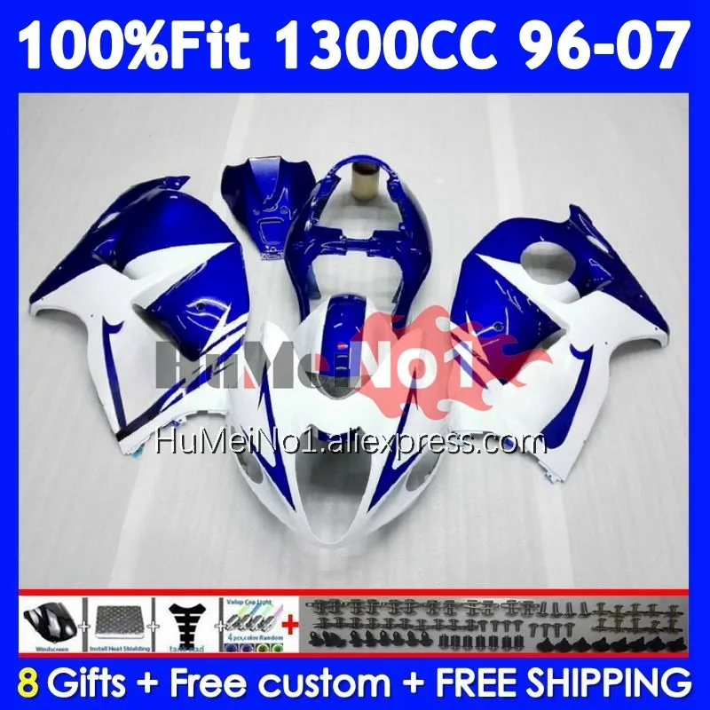 Fairing For SUZUKI Hayabusa GSXR-1300 GSXR 1300 CC 125No.88 GSXR1300 1996 1997 1998 1999 2000 2001 02 03 04 05 06 White blue 07