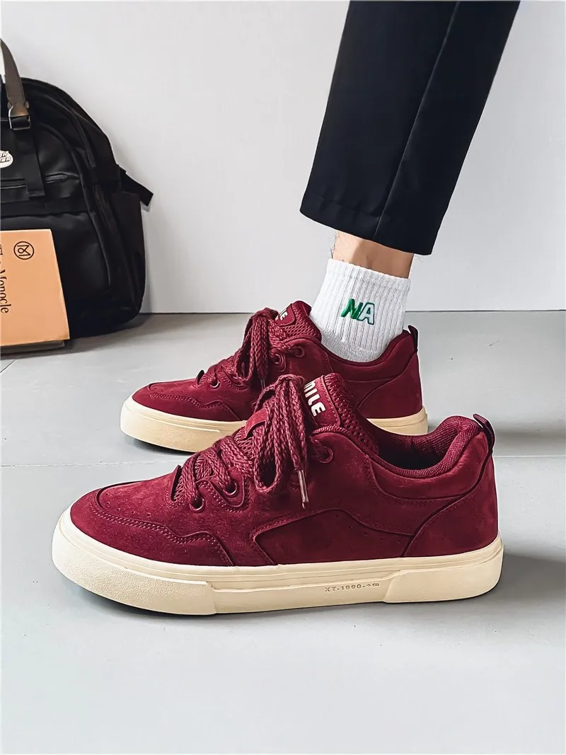 

Men's Sporty Casual Red Year Shoes Fashionable All-Match Bread Shoes Breathable Low-Heel Round-Toe Rubber-Soled Shoes