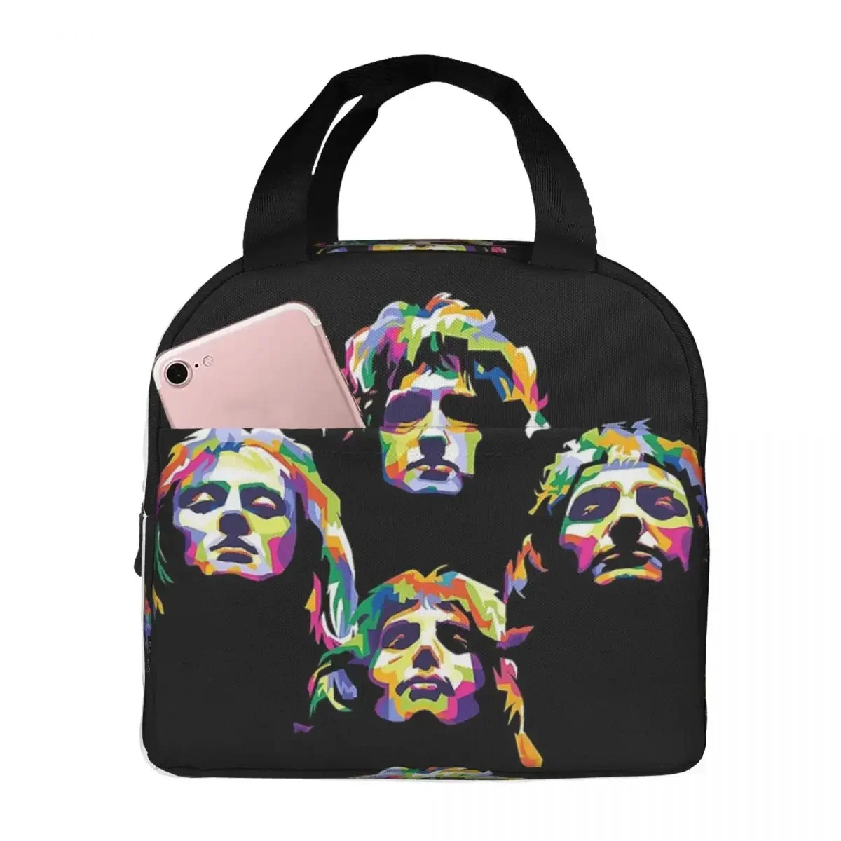 Queen Band Freddy Rock Band Insulated Lunch Bags Portable Picnic Bags Thermal Cooler Lunch Box Lunch Tote for Woman Work Kids