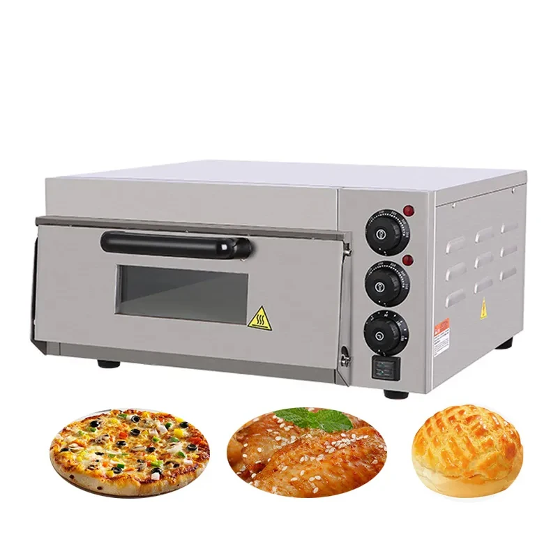 Commercial Pizza Oven Single Deck Oven 2000W Stainless Steel Electric Countertop Pizza and Snack Oven Multipurpose