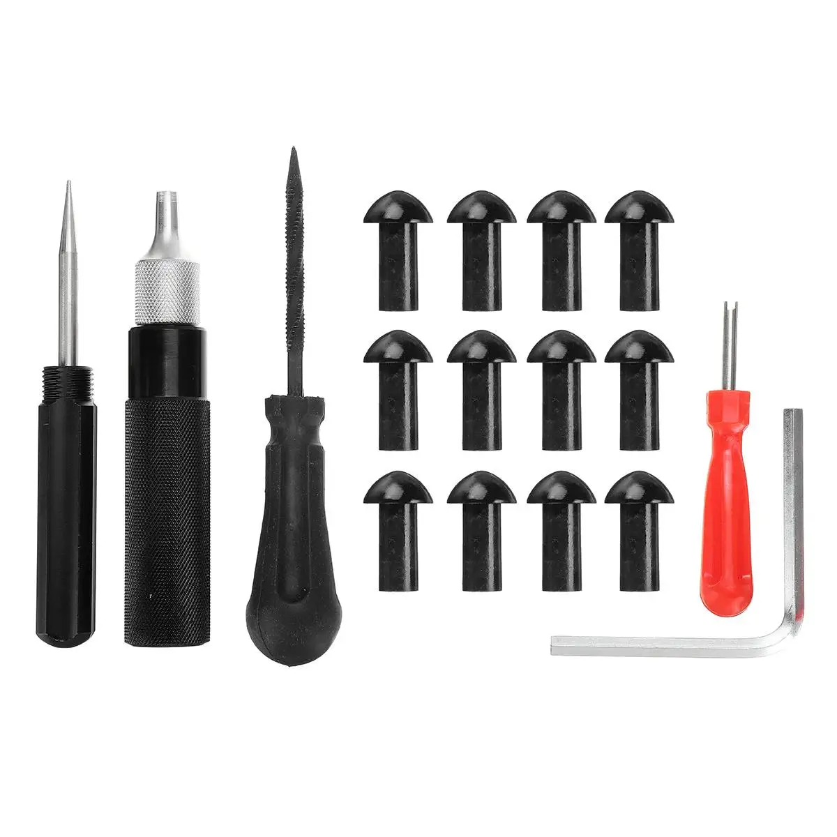 Car Motorcycle Tire Repair Plugger Tools Set Tire Wheel Repair Kit Plug Probe Nozzle Screwdriver Removal Install Tools