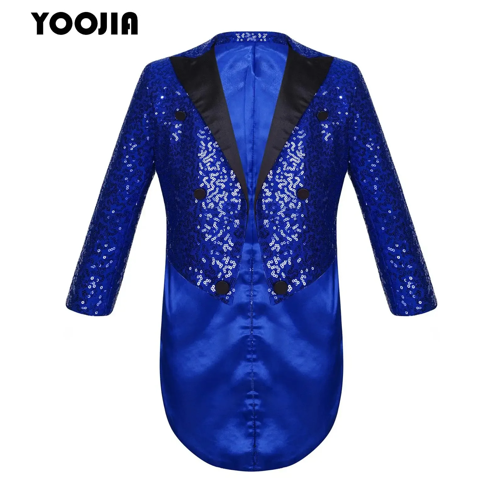 

Boys Shiny Sequins Tailcoat Gentleman Suit Birthday Wedding Banquet Party Blazer Tuxedo Jacket Coat Magic Circus Shows Costumes