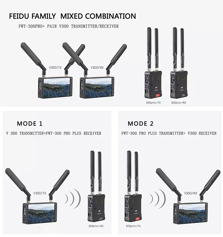 Feidu FWT-300pro+ 1000ft Drahtloses Videoübertragungssystem UHD 4K/30HZ Sender Empfänger für DSLR-Kameramonitor
