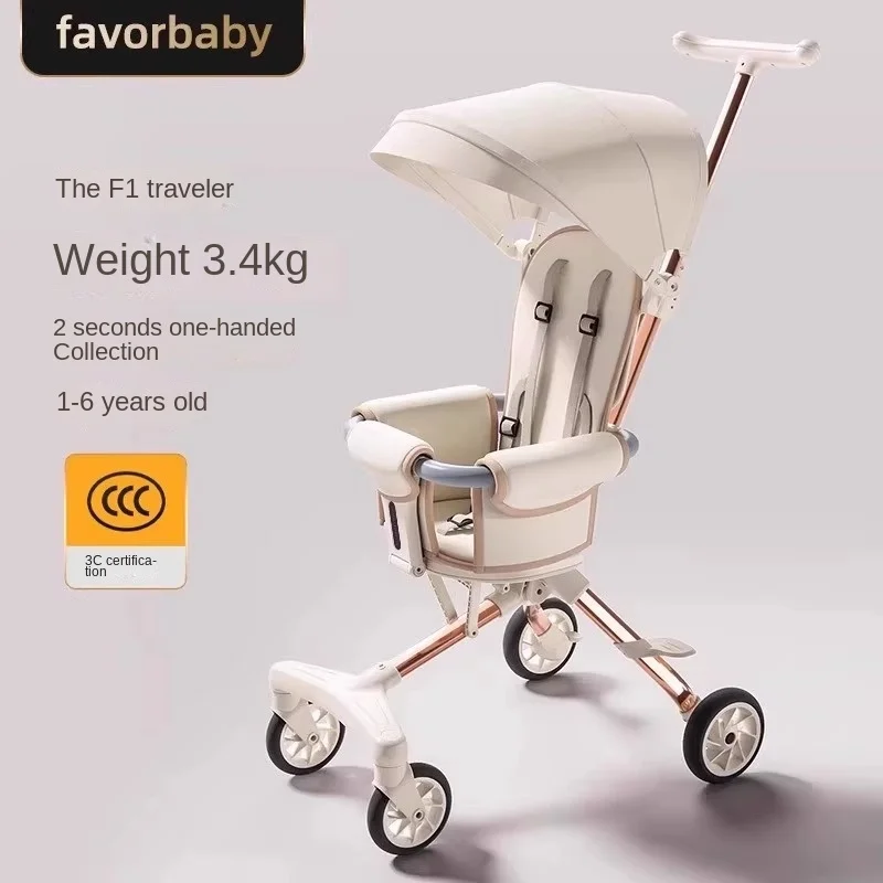 Ultra-lightweight Stroller can be Folded High Landscape 1-6 year old Children's Skidding Baby God Two-way Push Baby Buggy