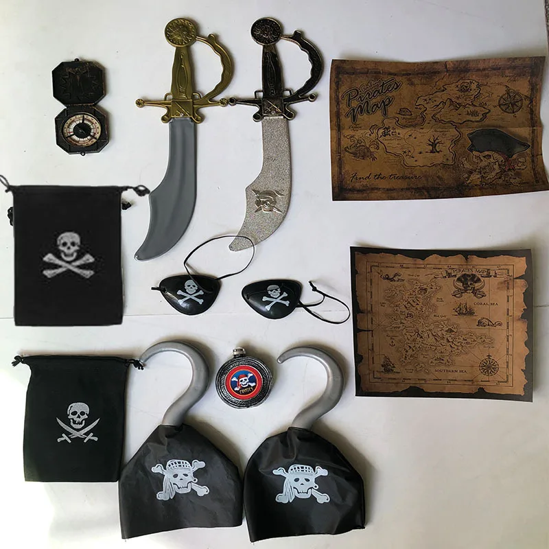 Juego de juguetes de pirata de Halloween, accesorios de cuchillo, pendientes de Calavera, accesorios de disfraces divertidos para niños,