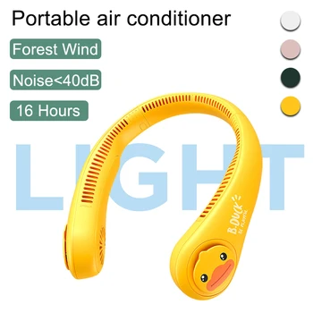 JISU Neck fan rechargeable USB portable mini Air Cooler fan cartoon character 4000mAh outdoor ventilation summar fan Sports Fans