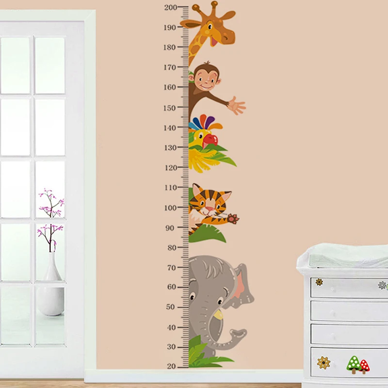 New Self Adhesive Animal Height Stickers For Children's Rooms Measuring Height For Kindergarten Babies Wall Decoration